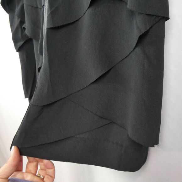 Robert Rodriguez Silk Exposed Zip Mini Skirt Sz 6 Black Tiered Chiffon - Picture 5 of 12